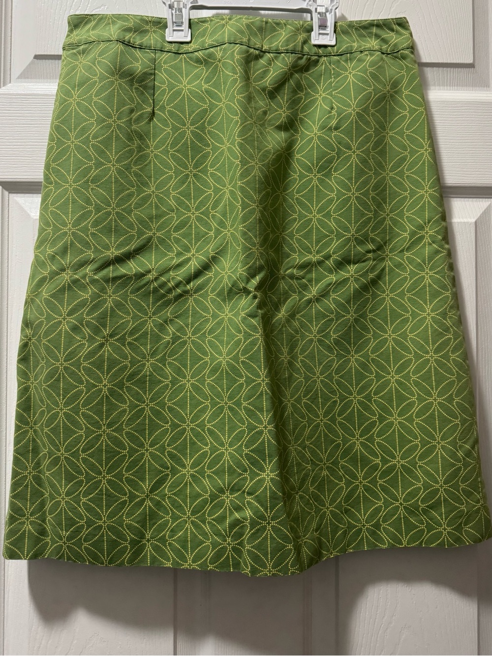 Boden Green A-Line Skirt with Yellow Geometric Print